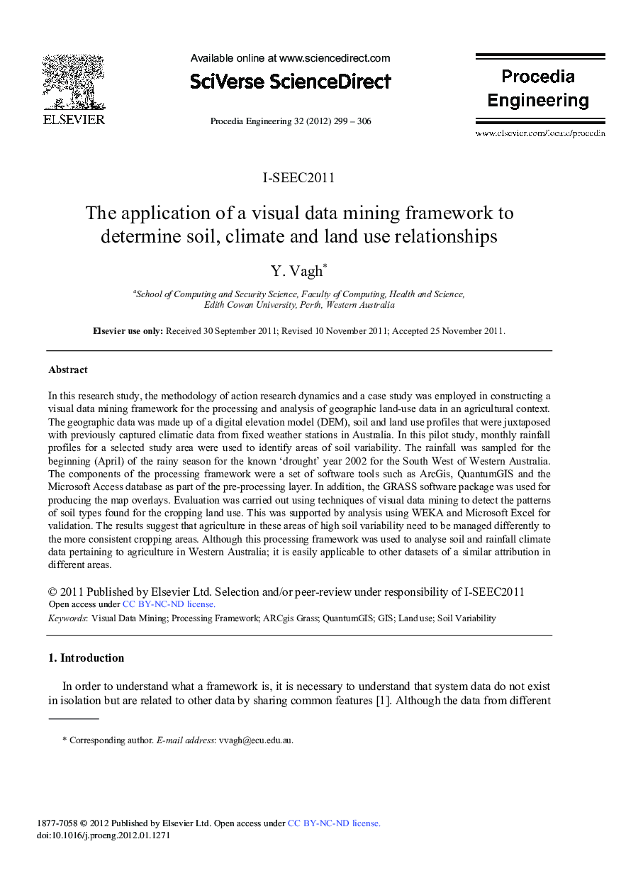 The application of a visual data mining framework to determine soil, climate and land use relationships