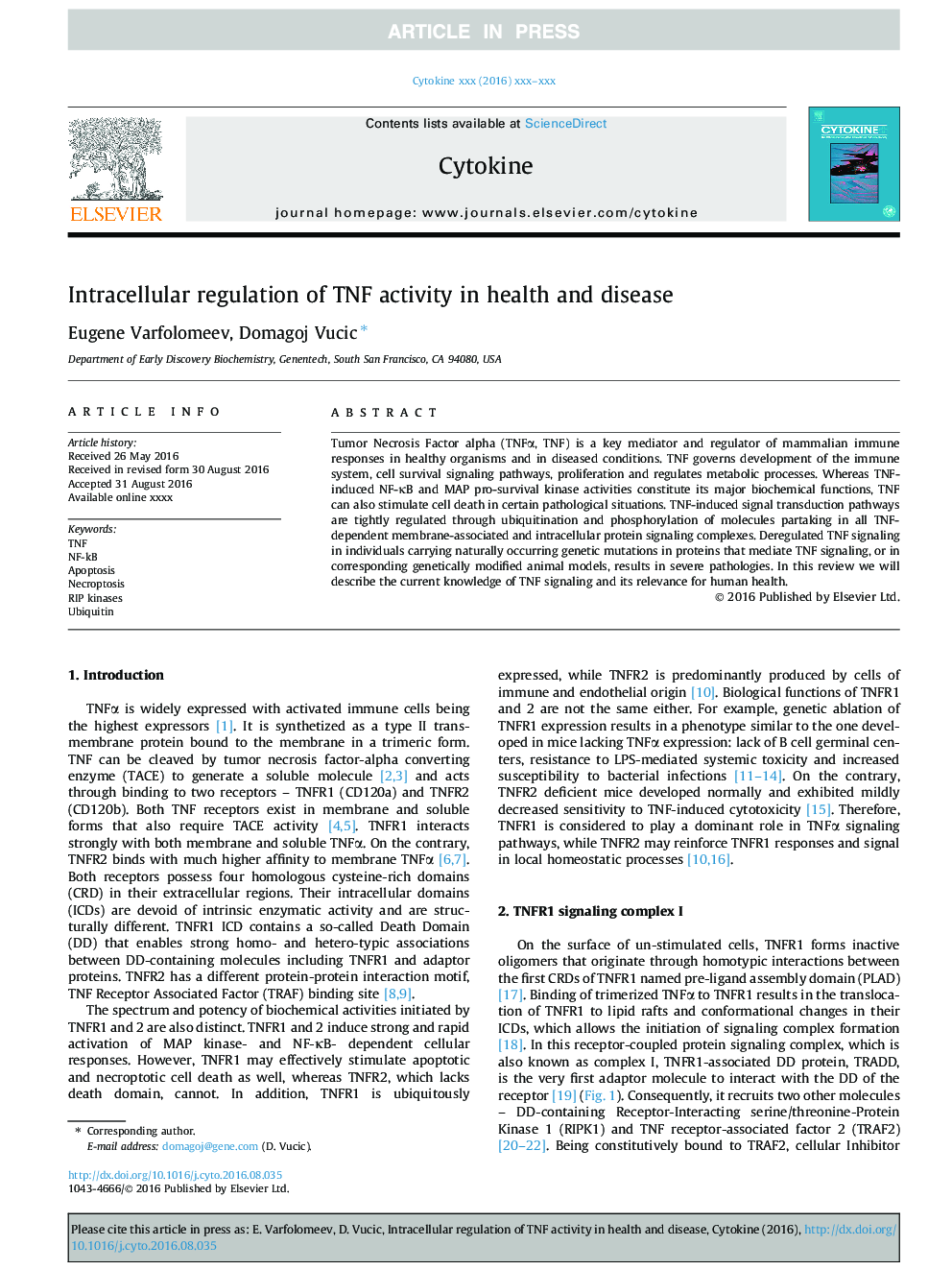 Intracellular regulation of TNF activity in health and disease