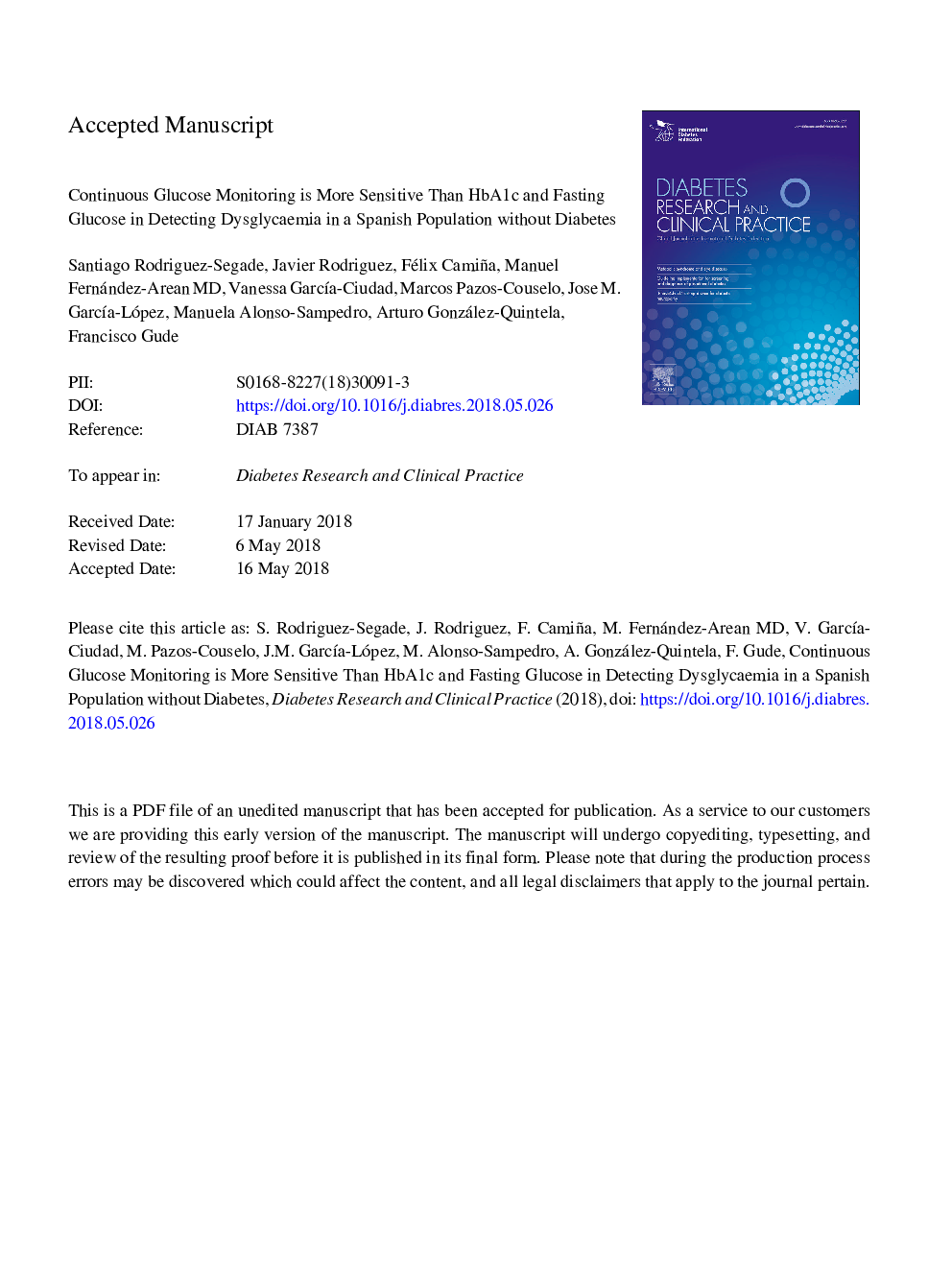 Continuous glucose monitoring is more sensitive than HbA1c and fasting glucose in detecting dysglycaemia in a Spanish population without diabetes