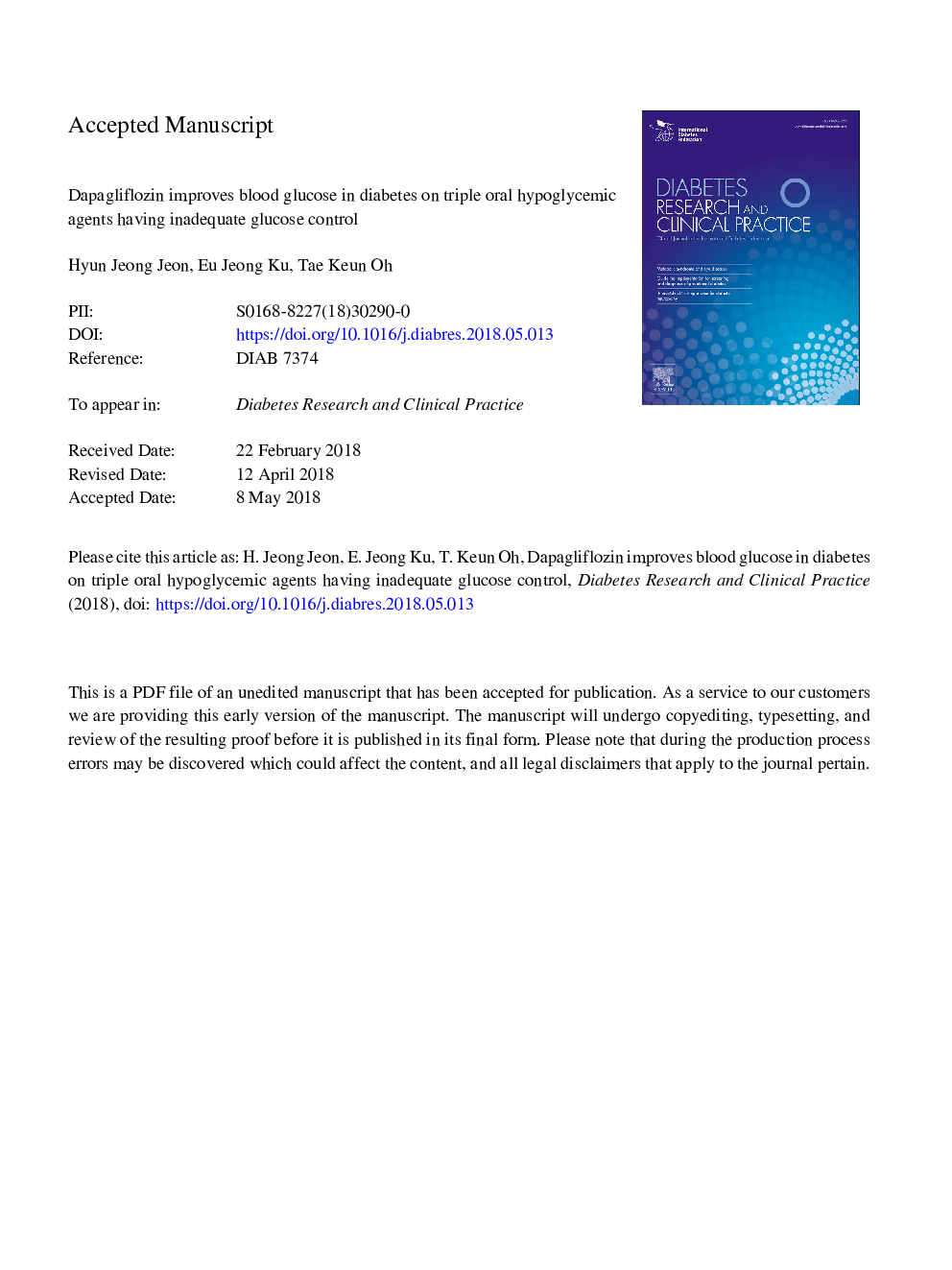 Dapagliflozin improves blood glucose in diabetes on triple oral hypoglycemic agents having inadequate glucose control