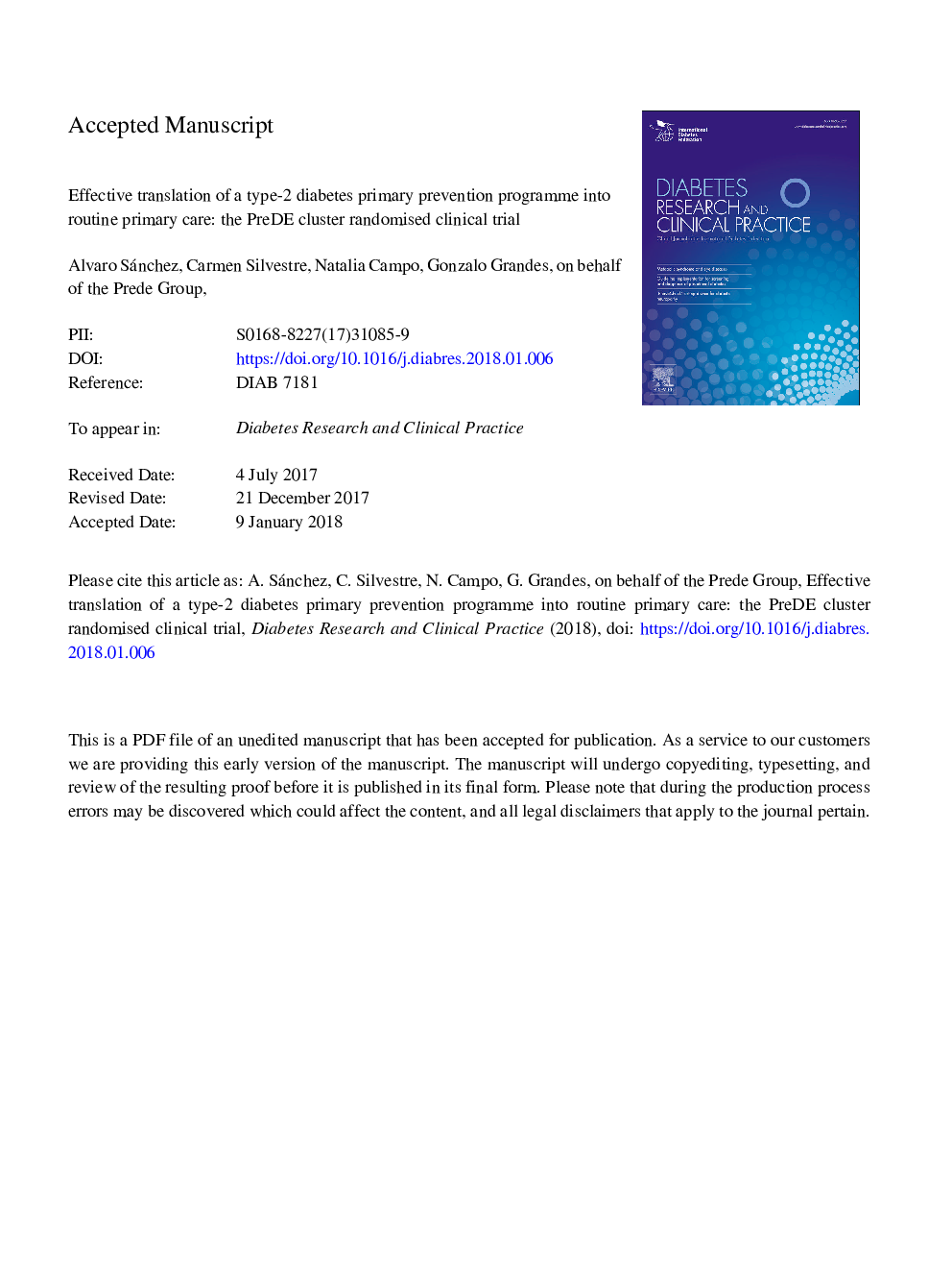 Effective translation of a type-2 diabetes primary prevention programme into routine primary care: The PreDE cluster randomised clinical trial