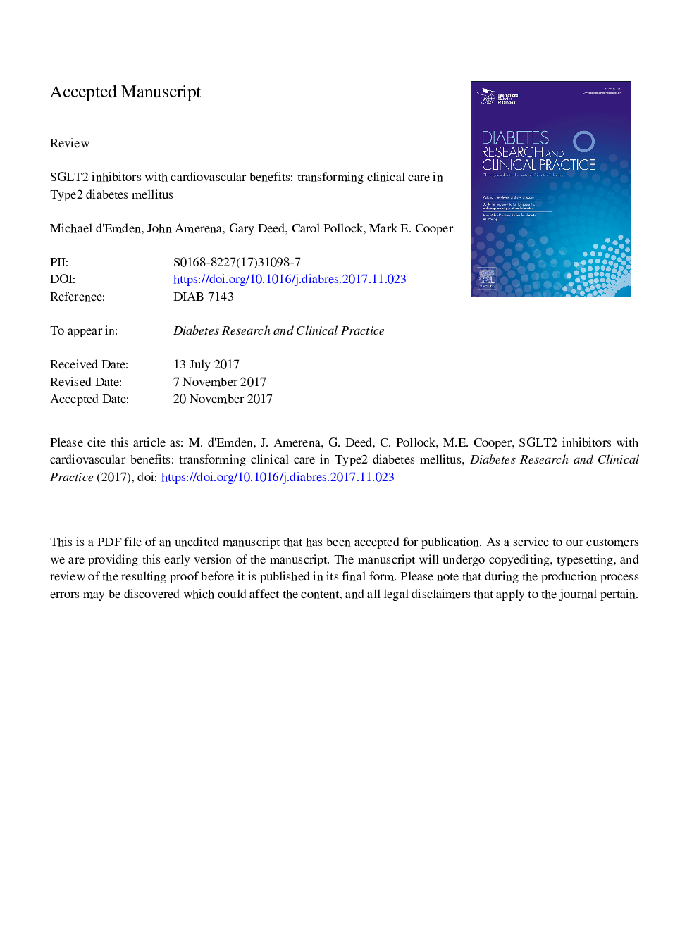 SGLT2 inhibitors with cardiovascular benefits: Transforming clinical care in Type 2 diabetes mellitus