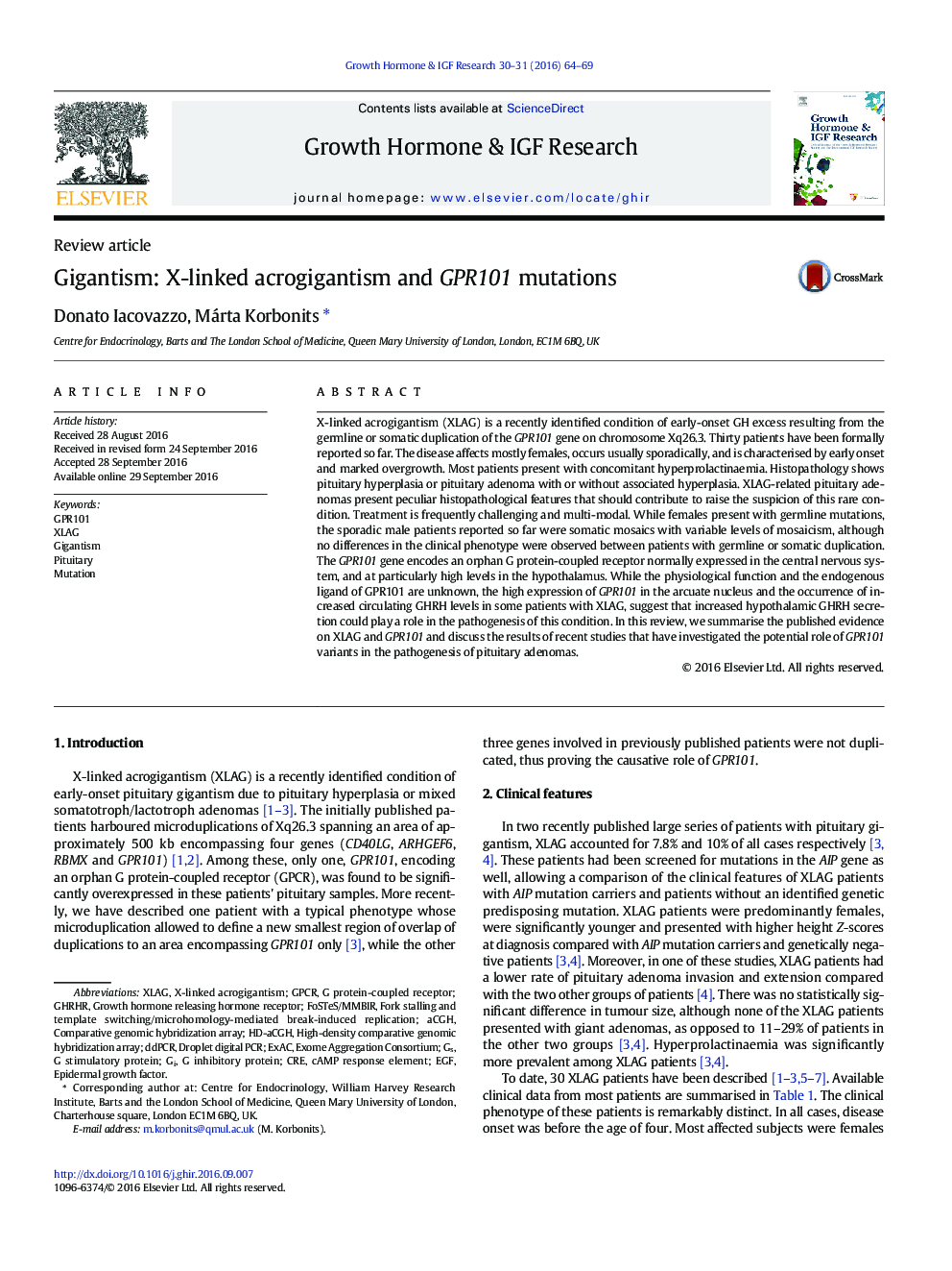 Gigantism: X-linked acrogigantism and GPR101 mutations