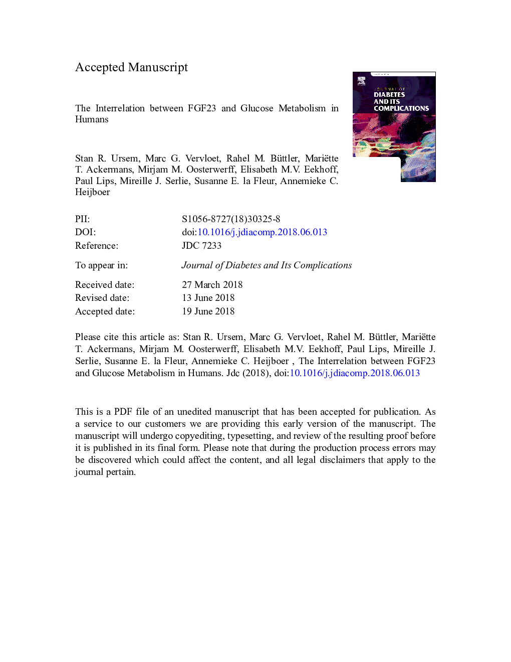 The interrelation between FGF23 and glucose metabolism in humans