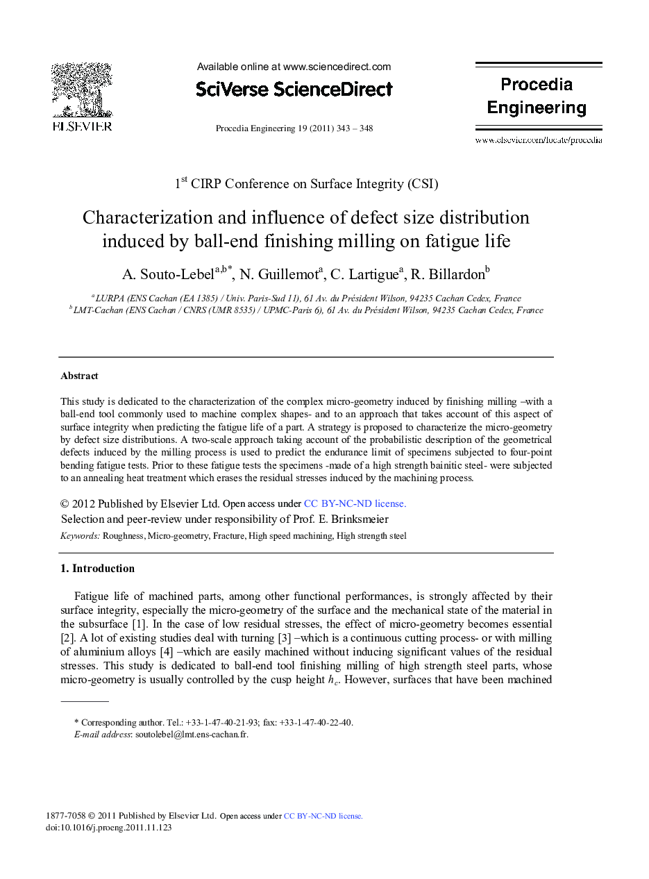 Characterization and influence of defect size distribution induced by ball-end finishing milling on fatigue life