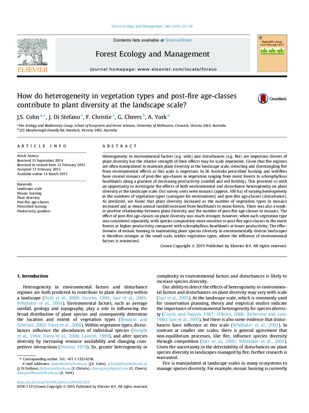 How do heterogeneity in vegetation types and post-fire age-classes contribute to plant diversity at the landscape scale?