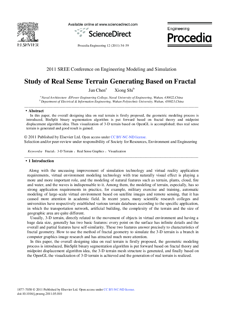 Study of Real Sense Terrain Generating Based on Fractal