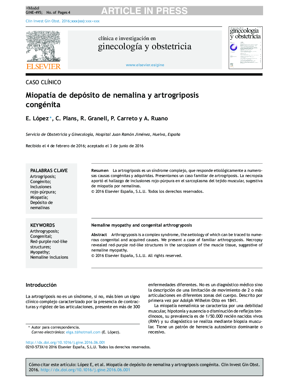 MiopatÃ­a de depósito de nemalina y artrogriposis congénita