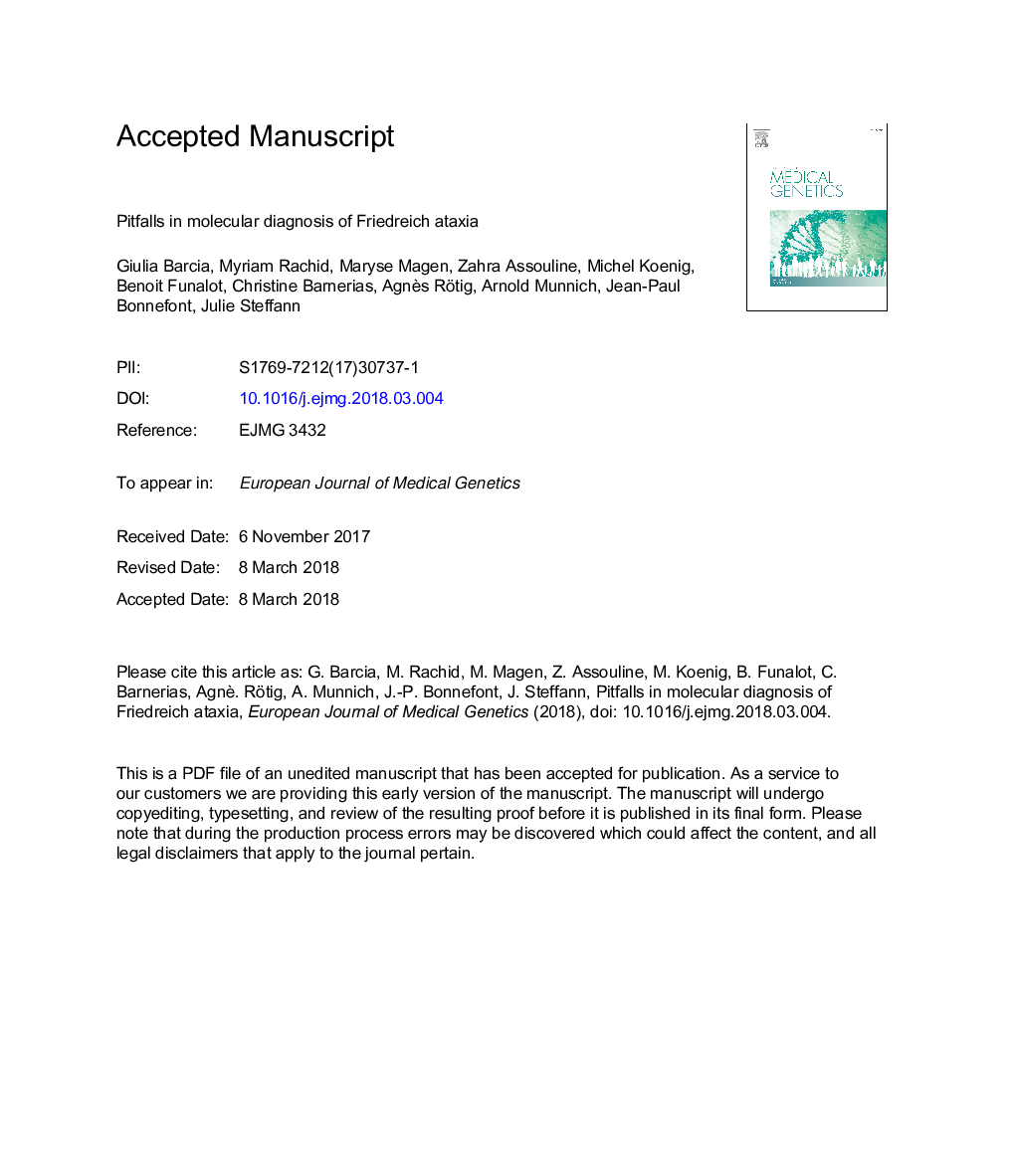 Pitfalls in molecular diagnosis of Friedreich ataxia