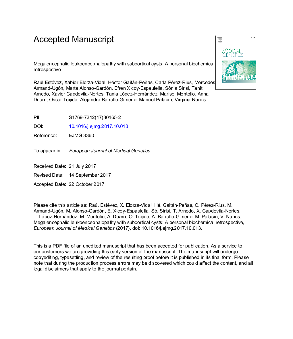 Megalencephalic leukoencephalopathy with subcortical cysts: A personal biochemical retrospective