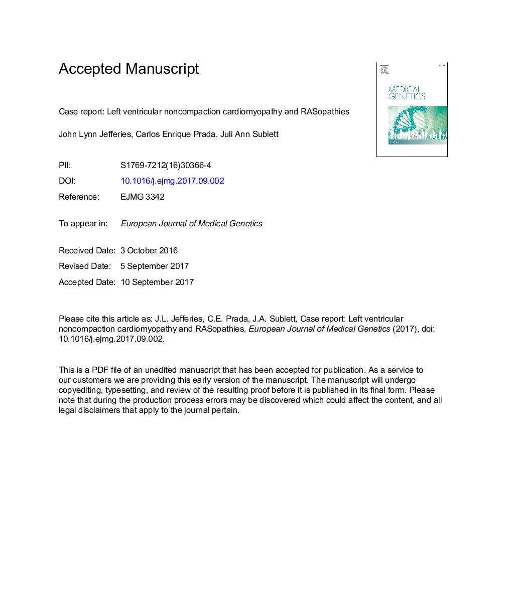 Case report: Left ventricular noncompaction cardiomyopathy and RASopathies