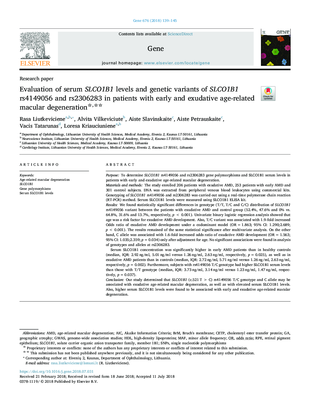 Evaluation of serum SLCO1B1 levels and genetic variants of SLCO1B1 rs4149056 and rs2306283 in patients with early and exudative age-related macular degeneration