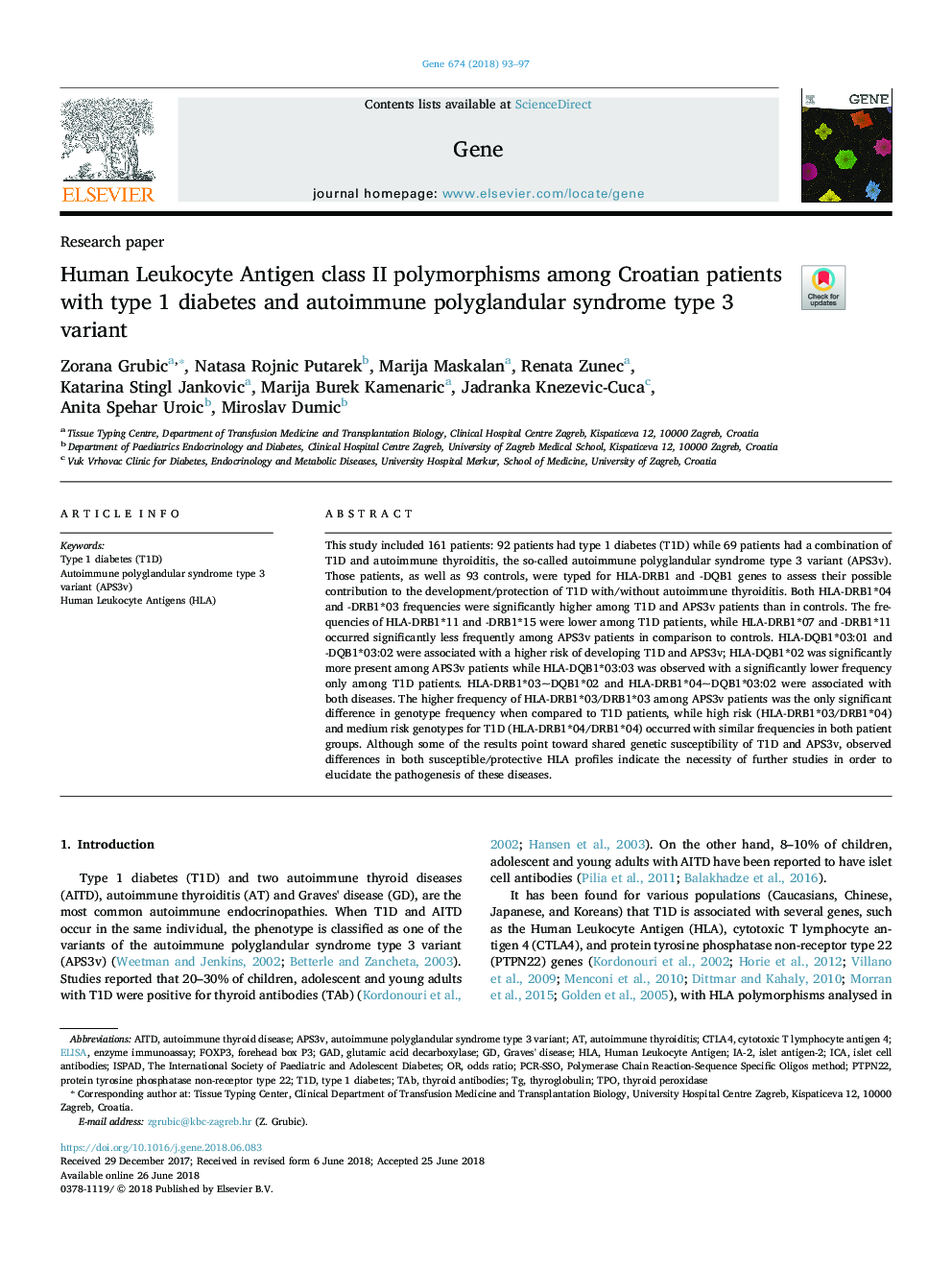 Human Leukocyte Antigen class II polymorphisms among Croatian patients with type 1 diabetes and autoimmune polyglandular syndrome type 3 variant