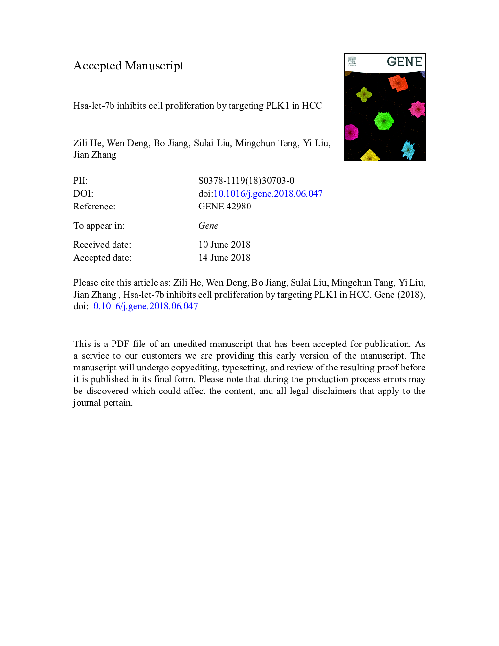 Hsa-let-7b inhibits cell proliferation by targeting PLK1 in HCC