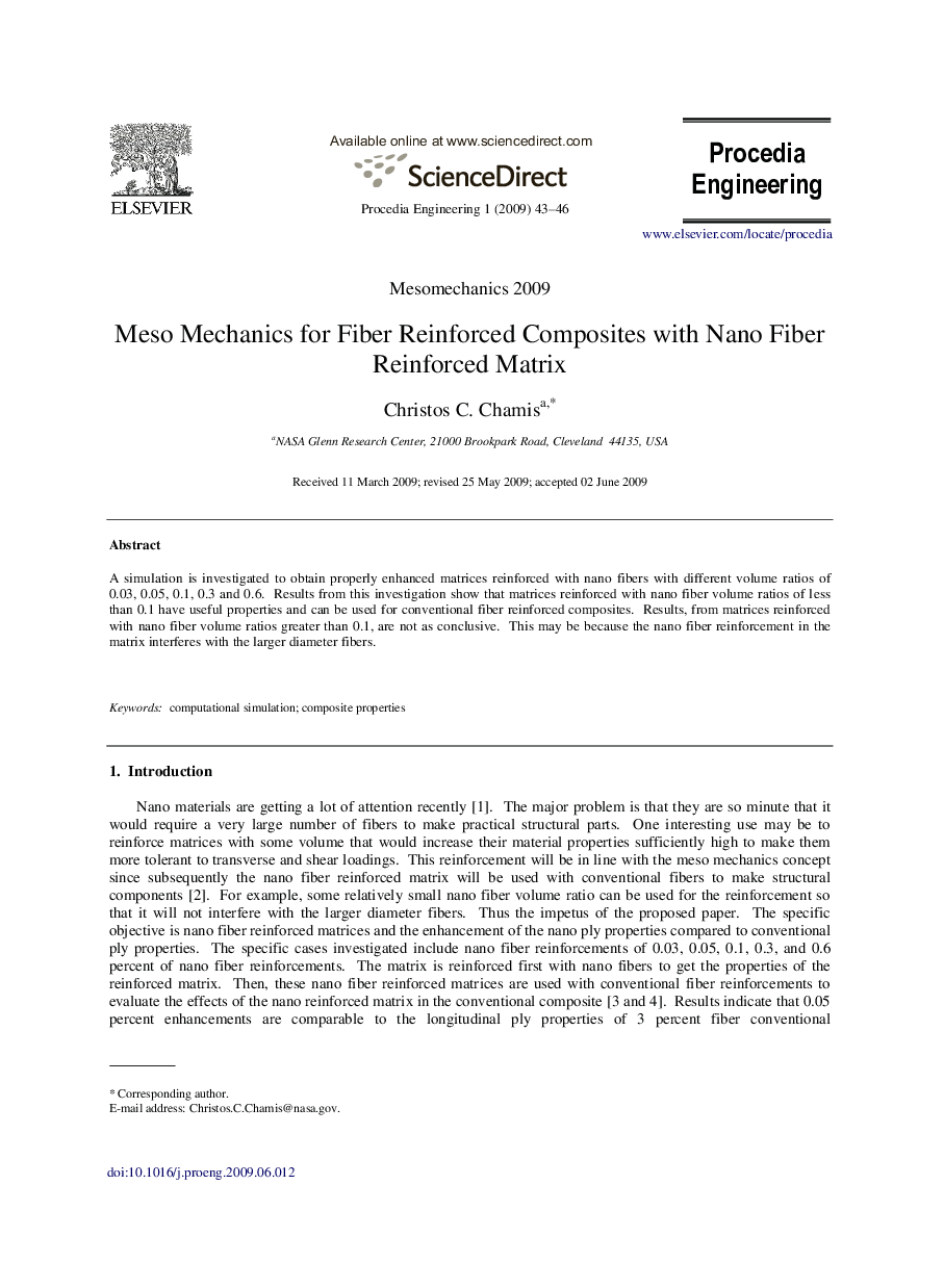 Meso mechanics for fiber reinforced composites with nano fiber reinforced matrix