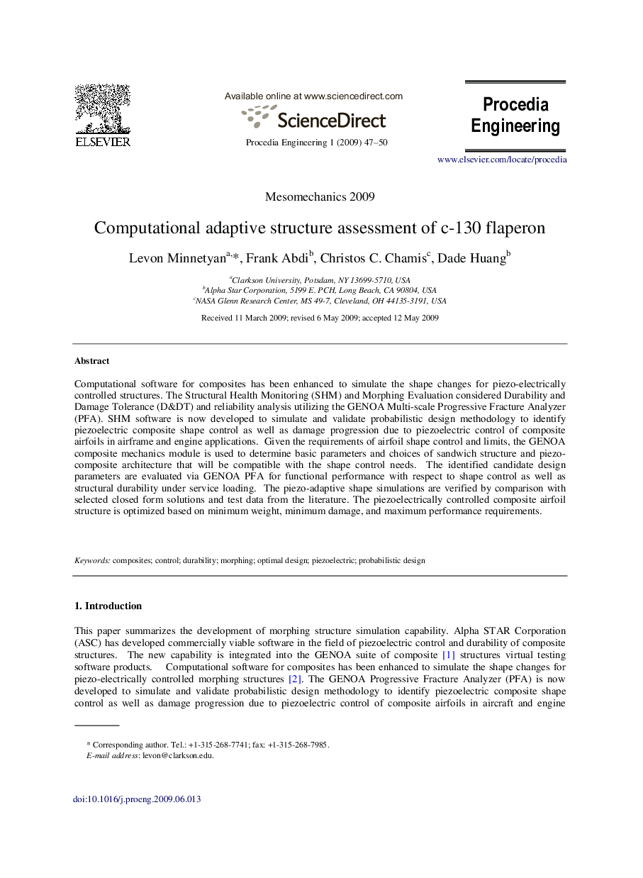 Computational adaptive structure assessment of c-130 flaperon