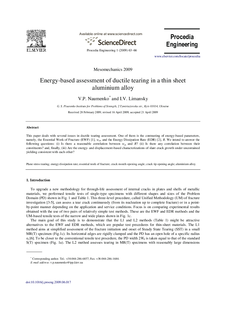 Energy-based assessment of ductile tearing in a thin sheet aluminium alloy