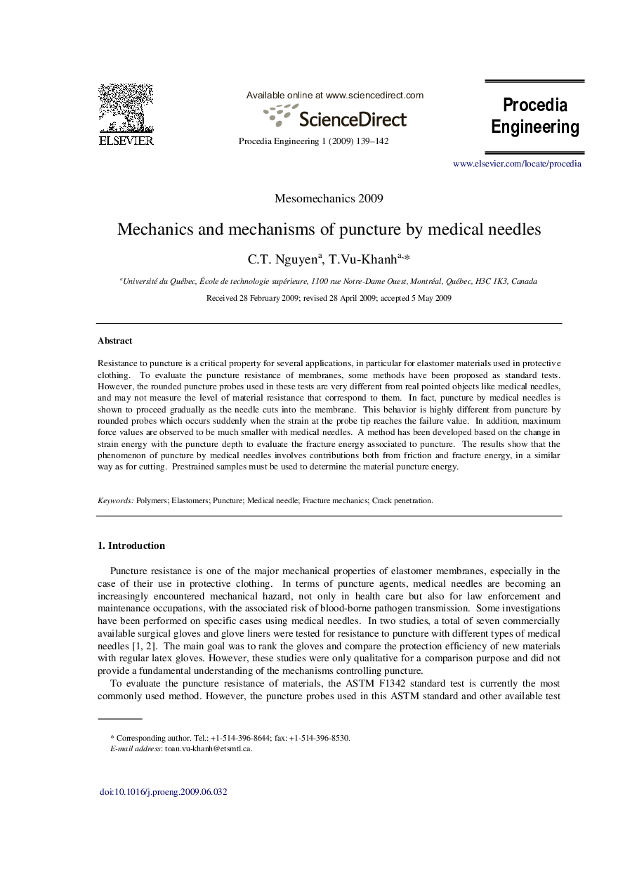 Mechanics and mechanisms of puncture by medical needles