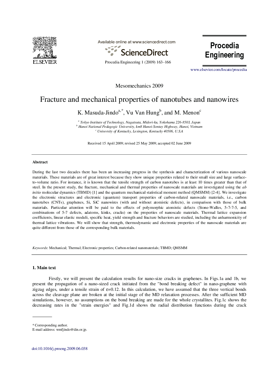 Fracture and mechanical properties of nanotubes and nanowires