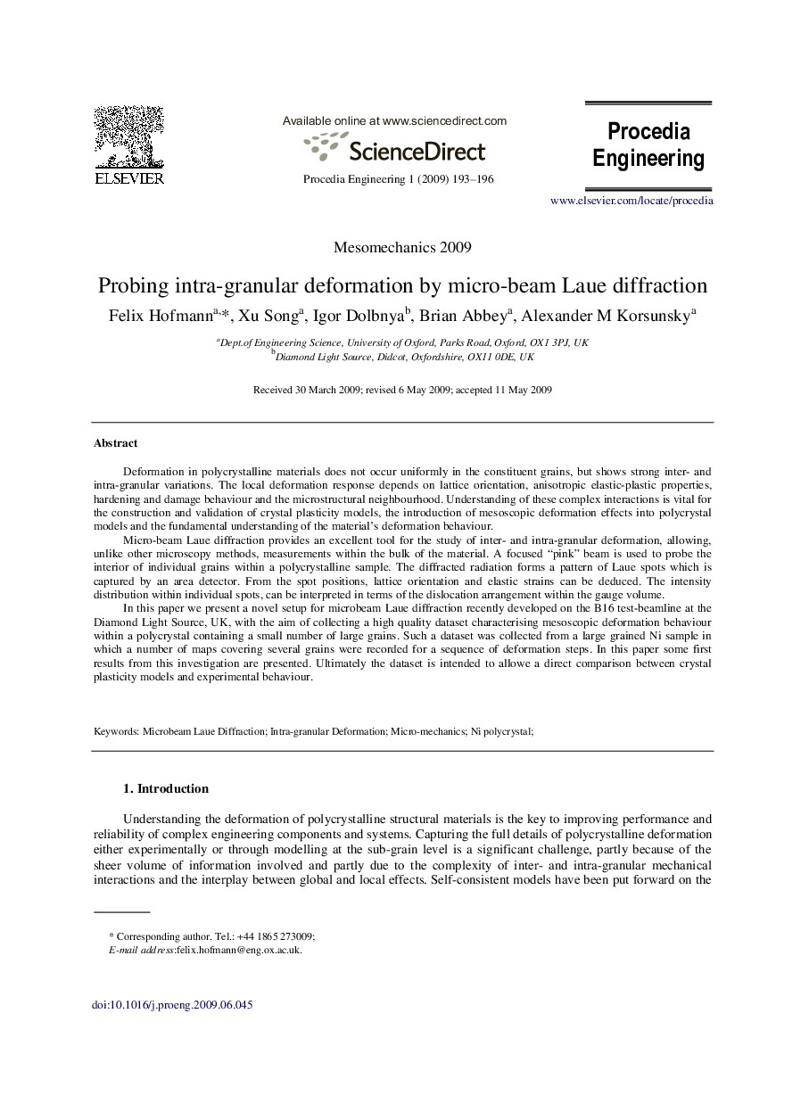 Probing intra-granular deformation by micro-beam Laue diffraction