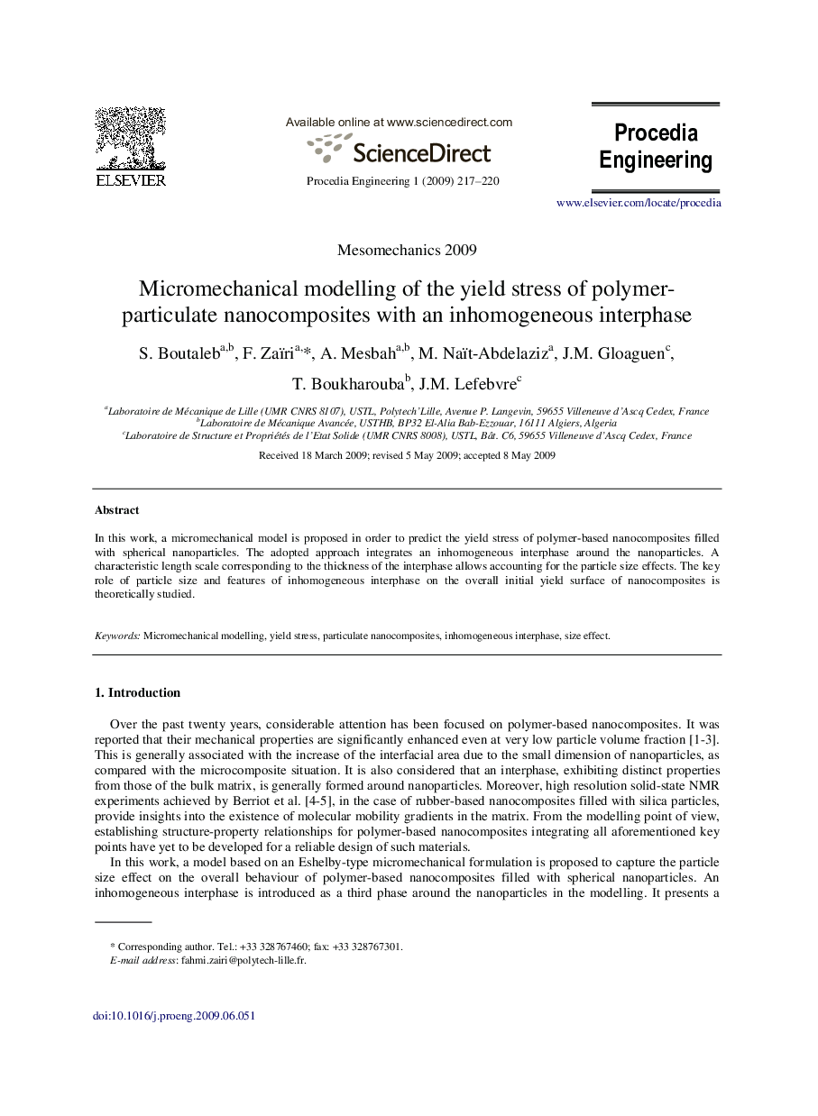 Micromechanical modelling of the yield stress of polymer-particulate nanocomposites with an inhomogeneous interphase