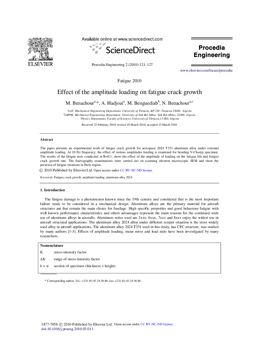 Effect of the amplitude loading on fatigue crack growth