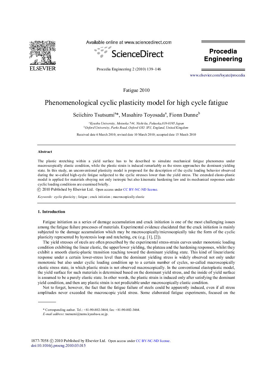 Phenomenological cyclic plasticity model for high cycle fatigue