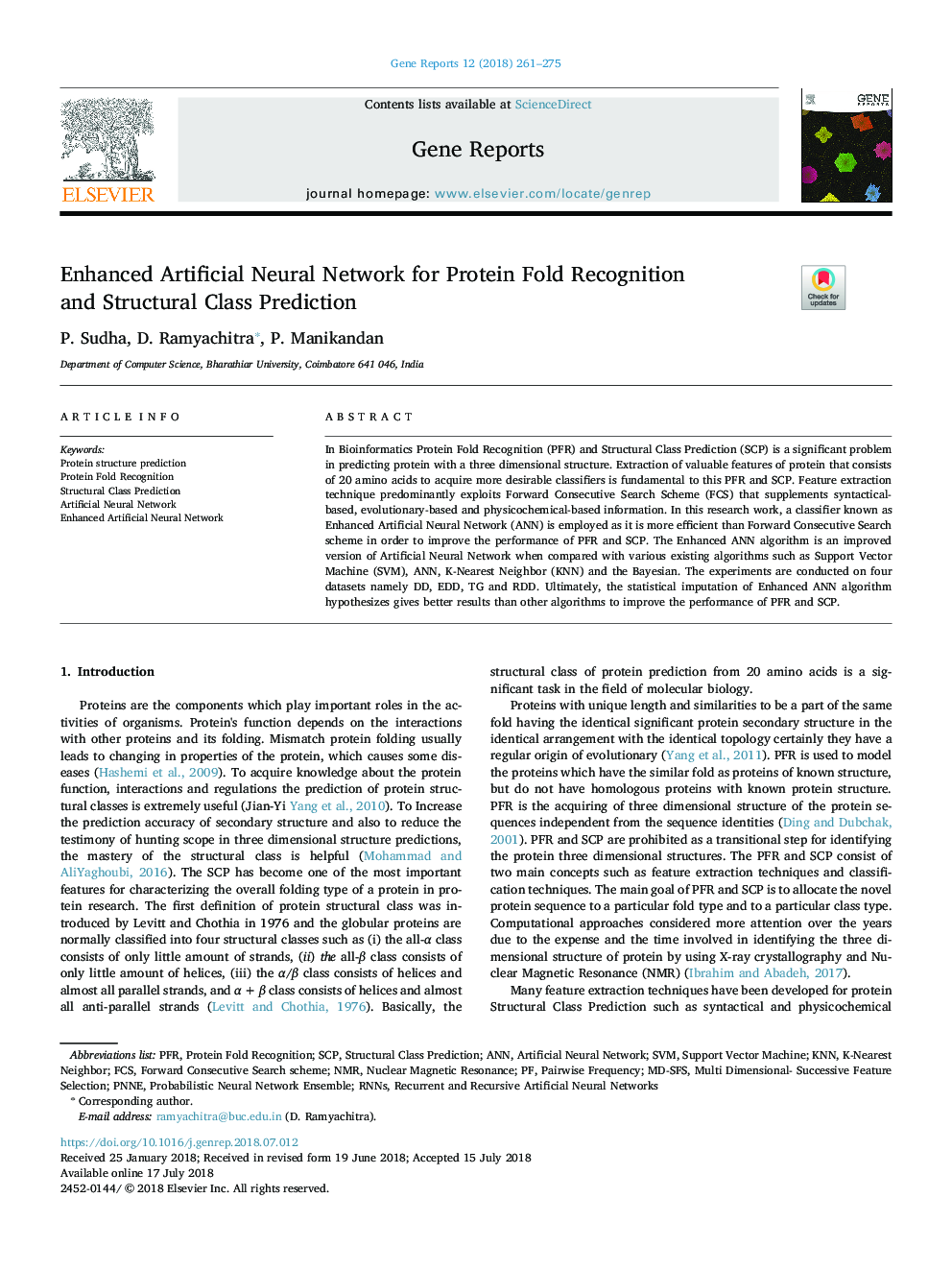 Enhanced Artificial Neural Network for Protein Fold Recognition and Structural Class Prediction