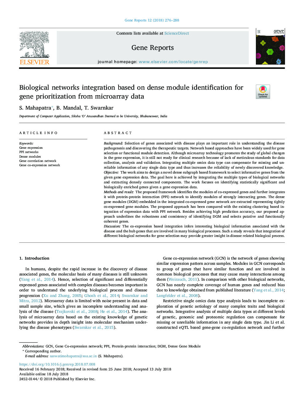 Biological networks integration based on dense module identification for gene prioritization from microarray data