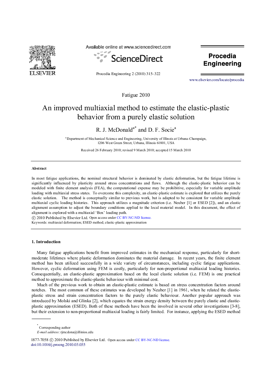 An improved multiaxial method to estimate the elastic-plastic behavior from a purely elastic solution