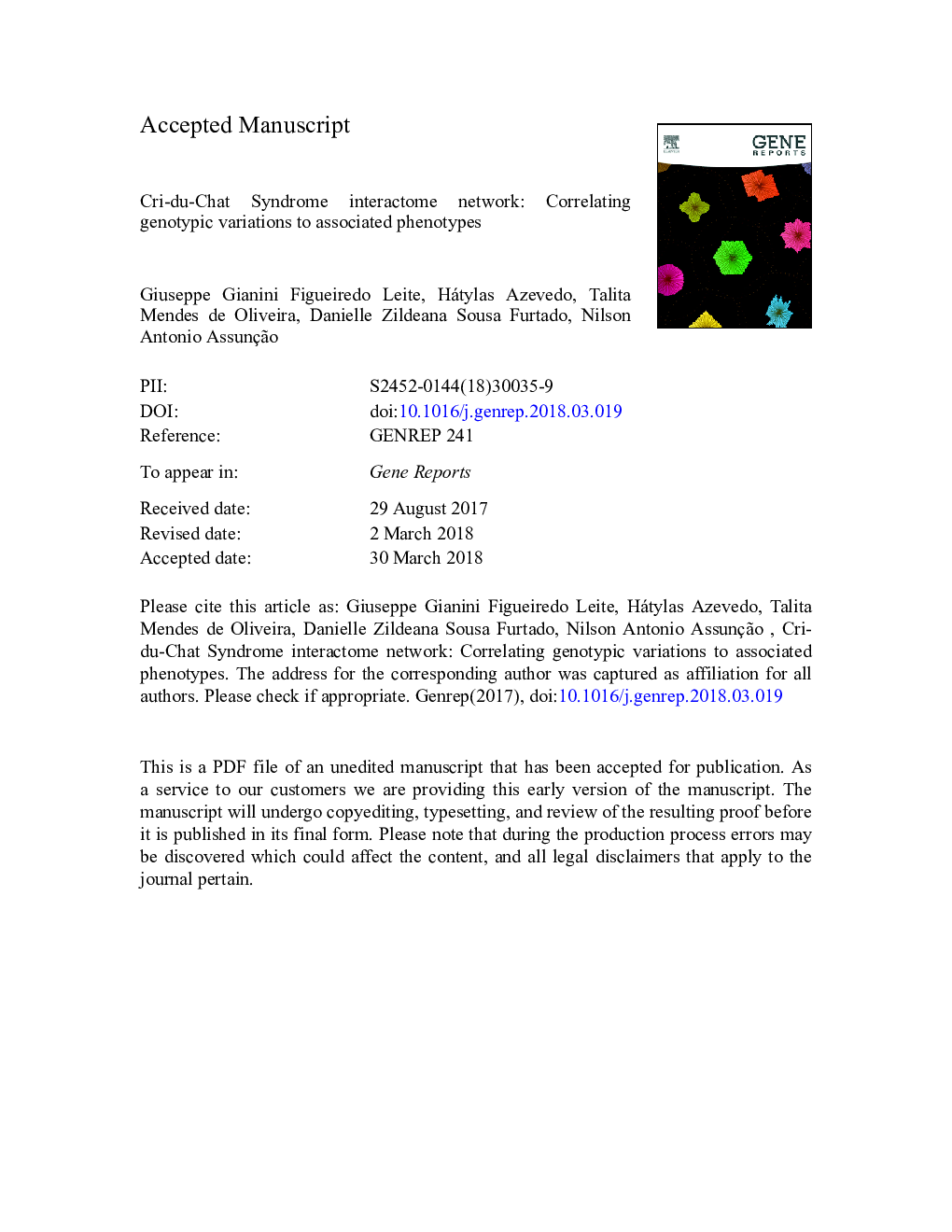 Cri-du-Chat Syndrome interactome network: Correlating genotypic variations to associated phenotypes