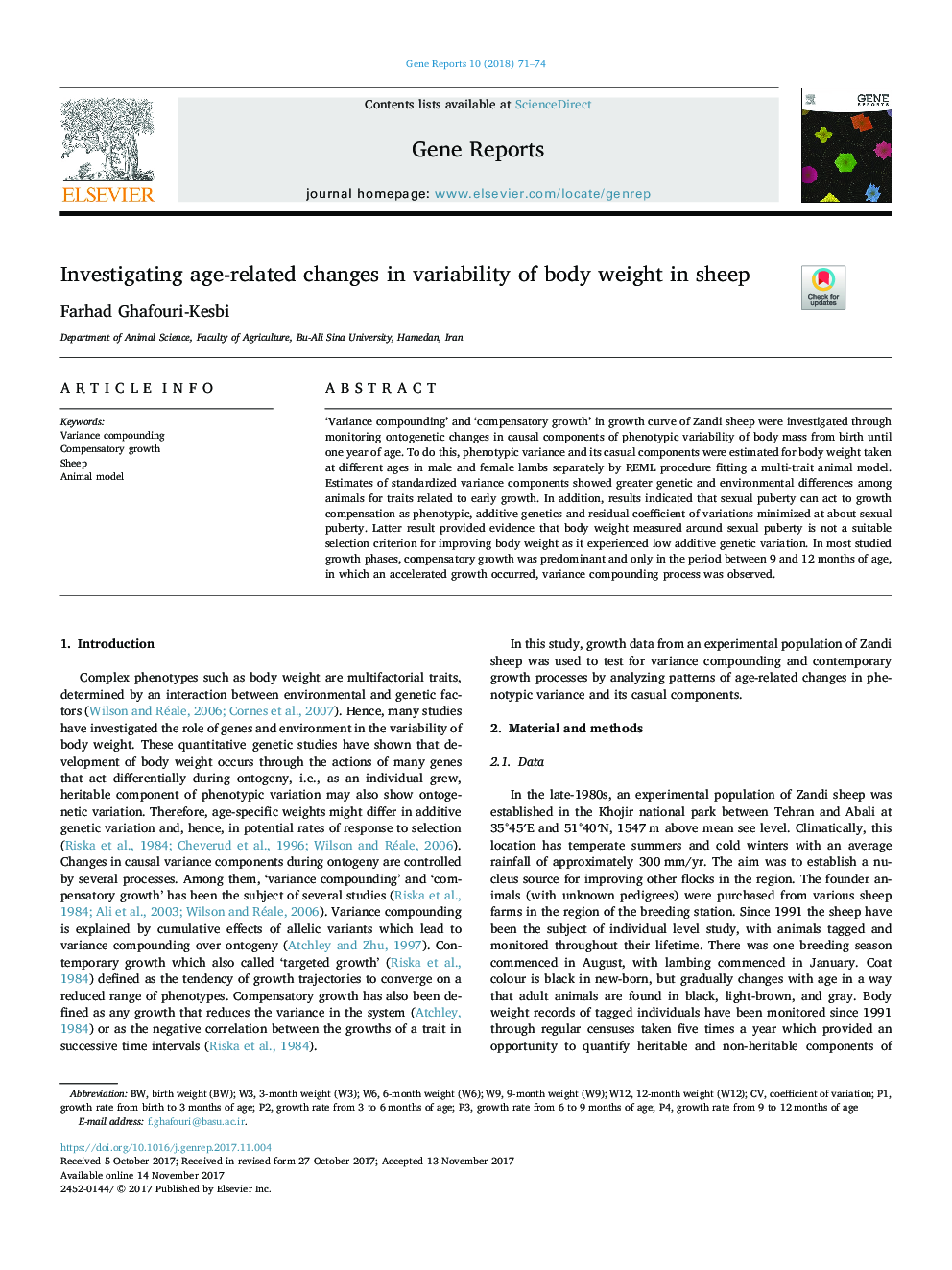 Investigating age-related changes in variability of body weight in sheep