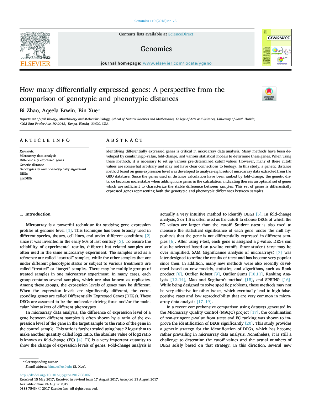 How many differentially expressed genes: A perspective from the comparison of genotypic and phenotypic distances