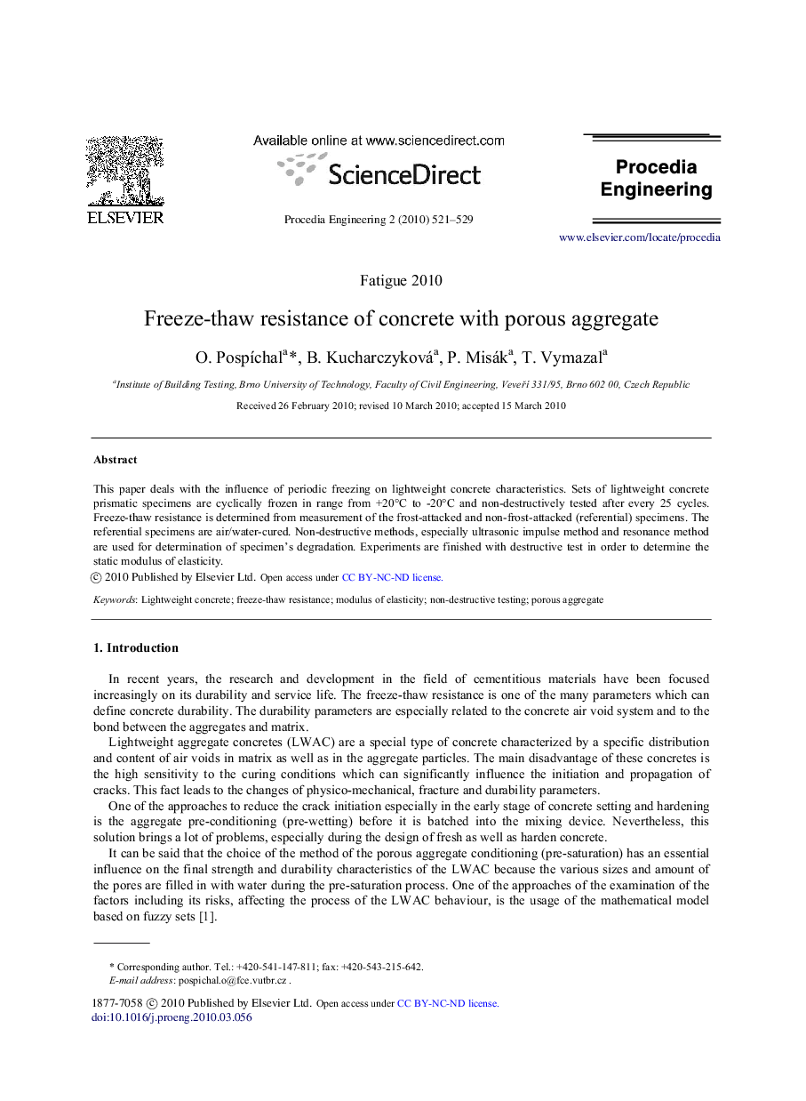 Freeze-thaw resistance of concrete with porous aggregate