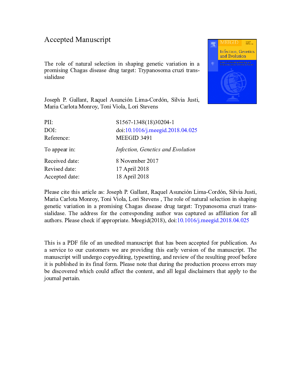 The role of natural selection in shaping genetic variation in a promising Chagas disease drug target: Trypanosoma cruzi trans-sialidase