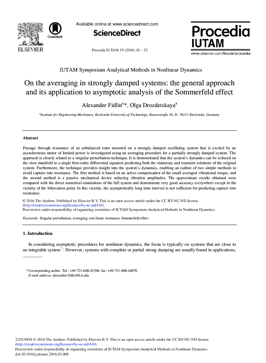 On the Averaging in Strongly Damped Systems: The General Approach and its Application to Asymptotic Analysis of the Sommerfeld Effect 