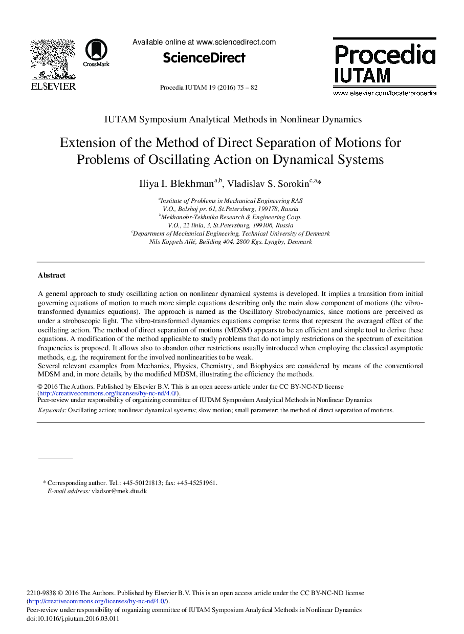 Extension of the Method of Direct Separation of Motions for Problems of Oscillating Action on Dynamical Systems 