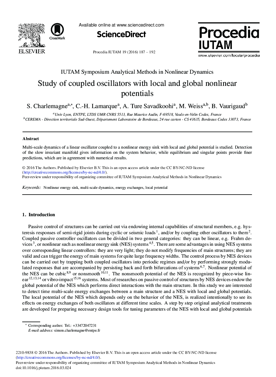 Study of Coupled Oscillators with Local and Global Nonlinear Potentials 