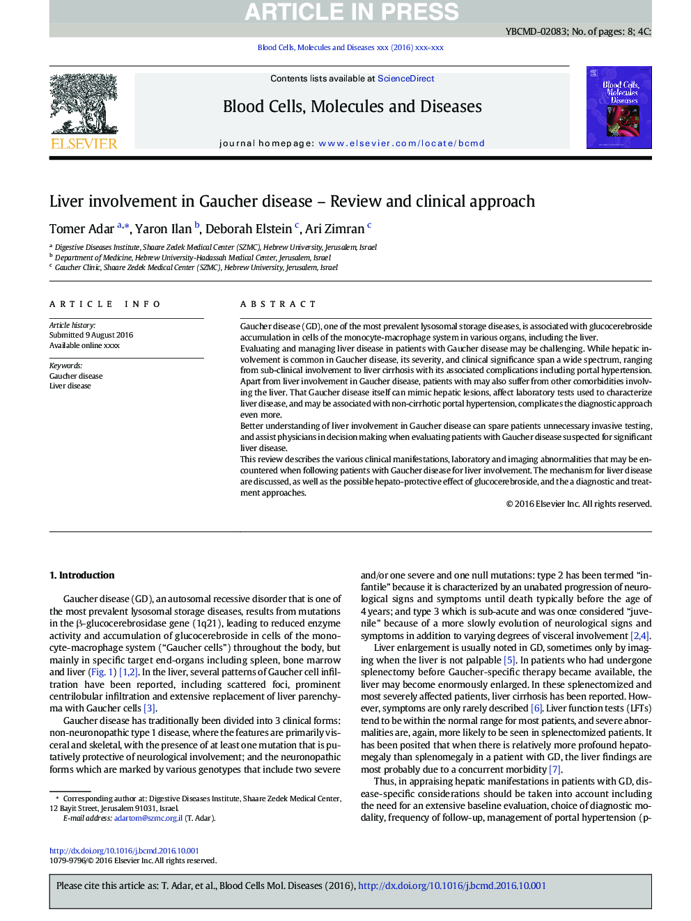 Liver involvement in Gaucher disease - Review and clinical approach