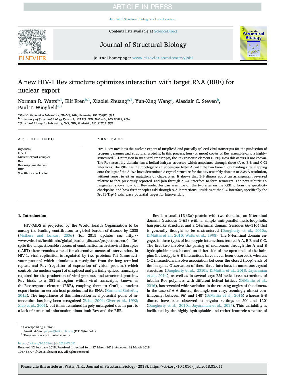 A new HIV-1 Rev structure optimizes interaction with target RNA (RRE) for nuclear export