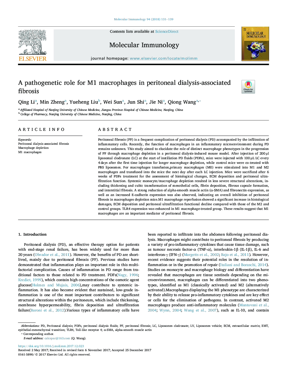 A pathogenetic role for M1 macrophages in peritoneal dialysis-associated fibrosis