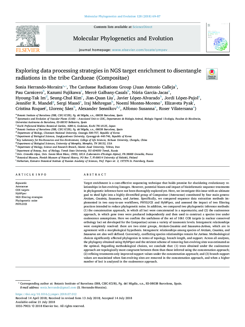 Exploring data processing strategies in NGS target enrichment to disentangle radiations in the tribe Cardueae (Compositae)