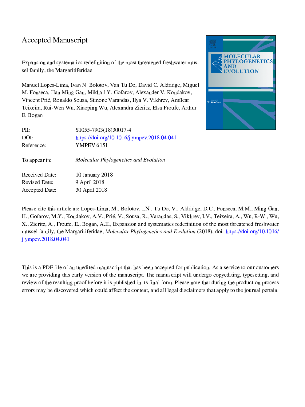 Expansion and systematics redefinition of the most threatened freshwater mussel family, the Margaritiferidae