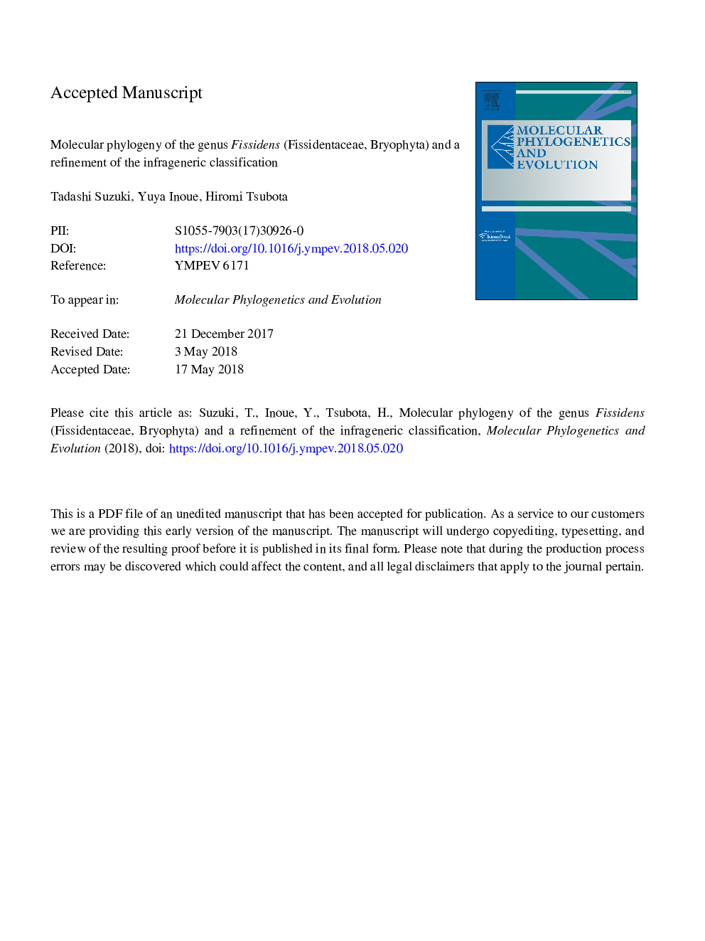 Molecular phylogeny of the genus Fissidens (Fissidentaceae, Bryophyta) and a refinement of the infrageneric classification