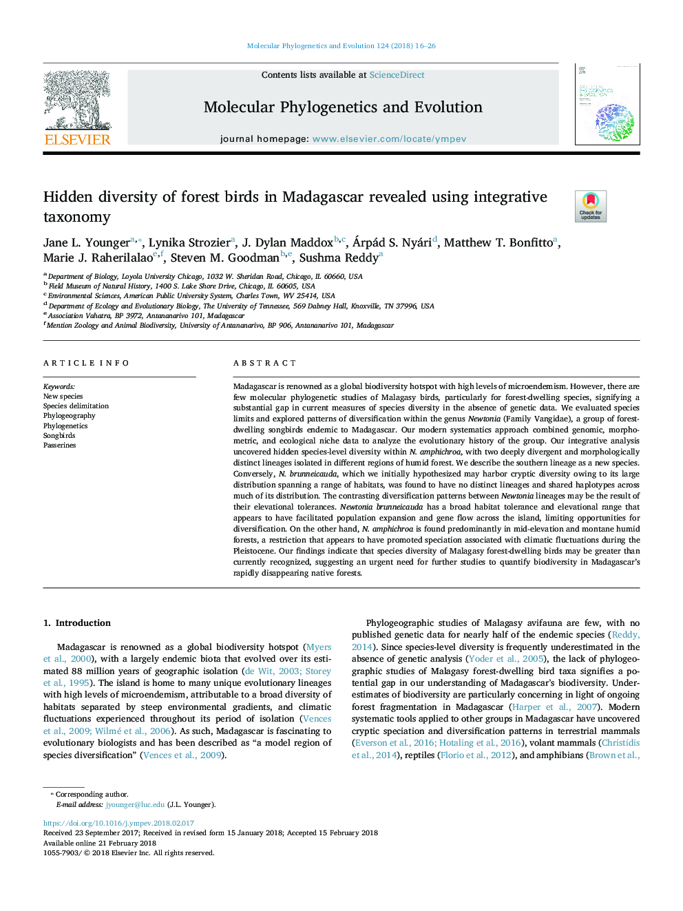 Hidden diversity of forest birds in Madagascar revealed using integrative taxonomy