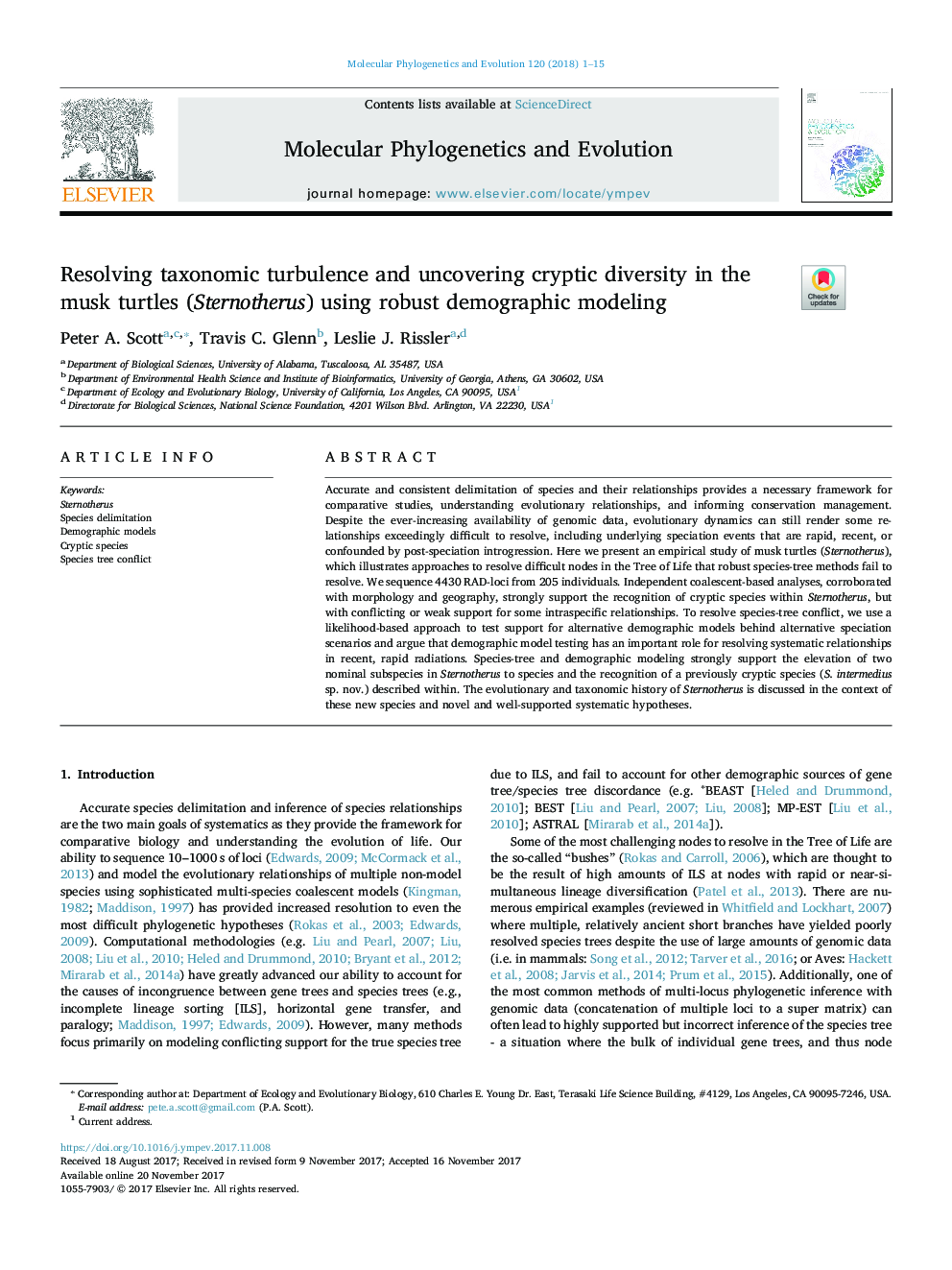 Resolving taxonomic turbulence and uncovering cryptic diversity in the musk turtles (Sternotherus) using robust demographic modeling