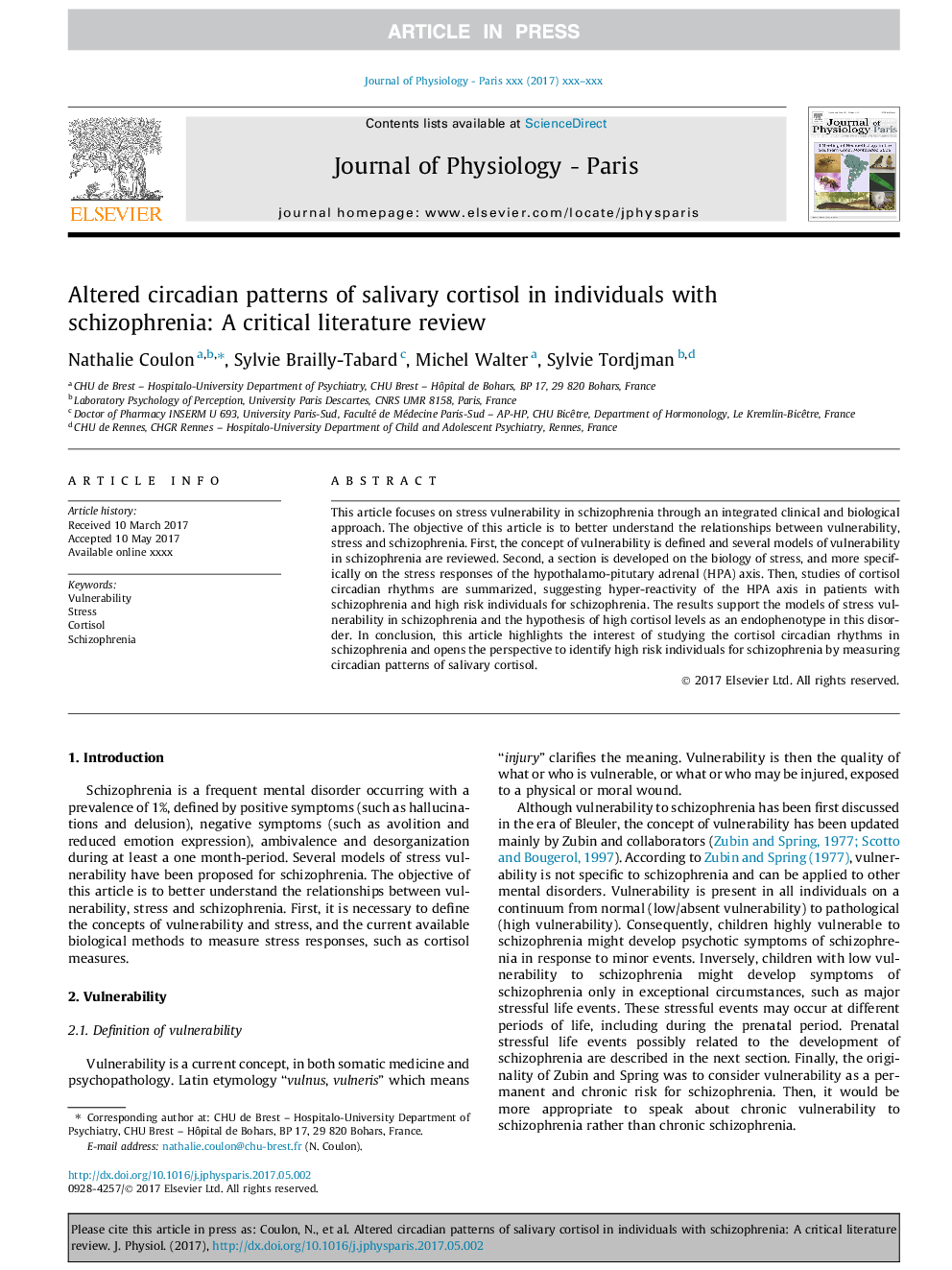 Altered circadian patterns of salivary cortisol in individuals with schizophrenia: A critical literature review