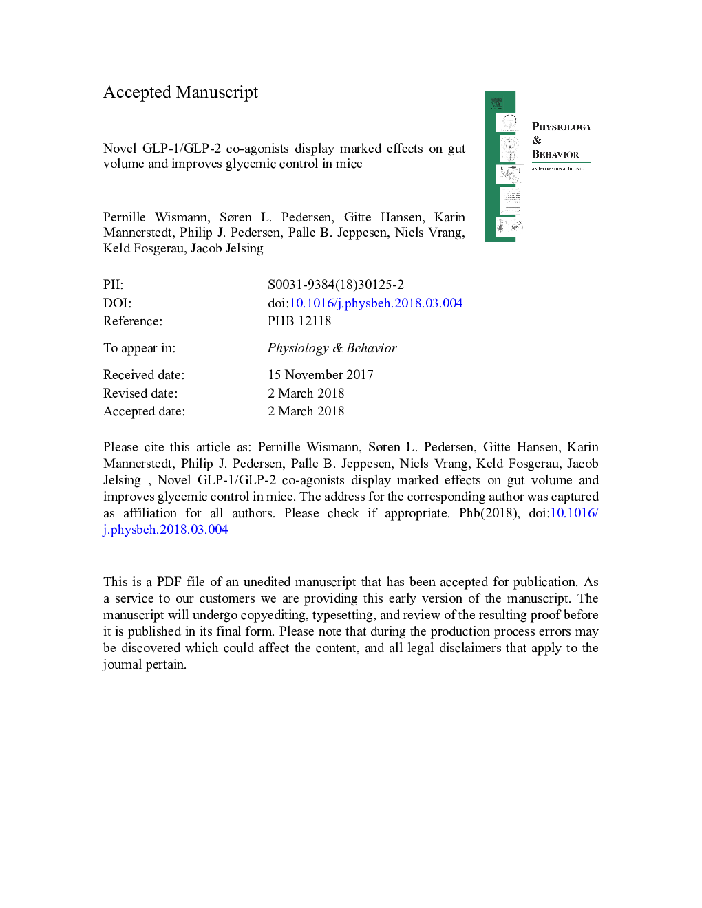 Novel GLP-1/GLP-2 co-agonists display marked effects on gut volume and improves glycemic control in mice