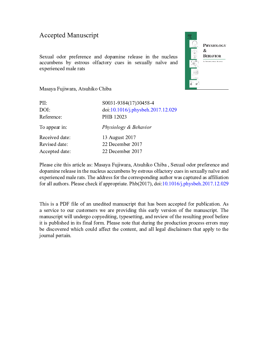 Sexual odor preference and dopamine release in the nucleus accumbens by estrous olfactory cues in sexually naïve and experienced male rats