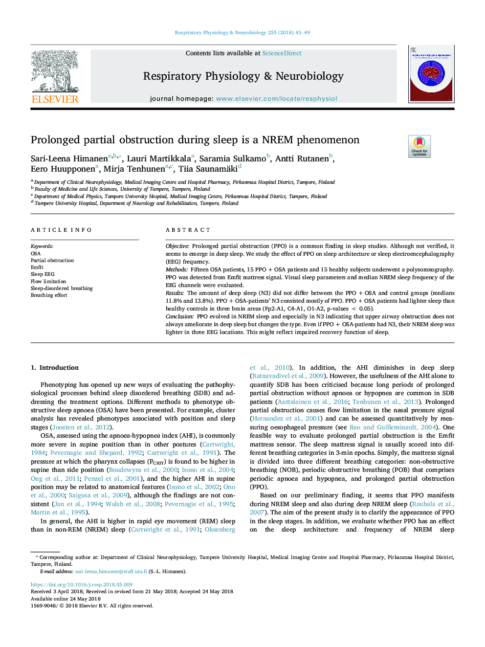 Prolonged partial obstruction during sleep is a NREM phenomenon